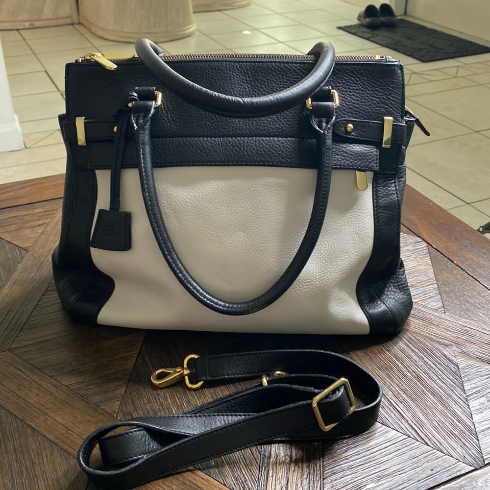 Banana Republic Bettina Black/White Leather Handbag/Crossbody